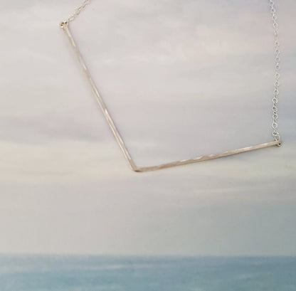 Extra Large Bar Necklace, Sterling Silver, Hammered Necklace, Hammered Bar, Chevron, Necklace, Large, Gold, Silver, Silver Bar Necklace My Store