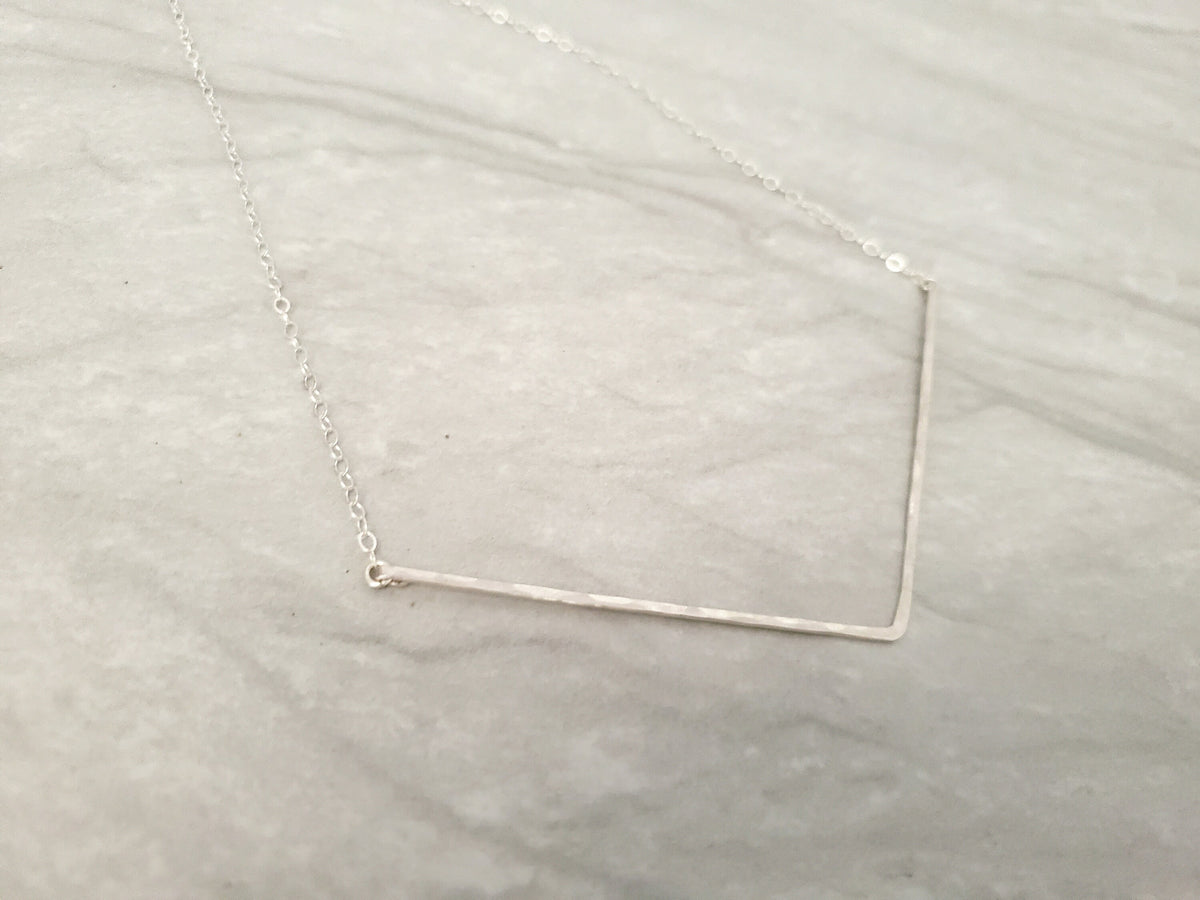 Extra Large Bar Necklace, Sterling Silver, Hammered Necklace, Hammered Bar, Chevron, Necklace, Large, Gold, Silver, Silver Bar Necklace My Store