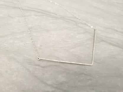 Extra Large Bar Necklace, Sterling Silver, Hammered Necklace, Hammered Bar, Chevron, Necklace, Large, Gold, Silver, Silver Bar Necklace My Store