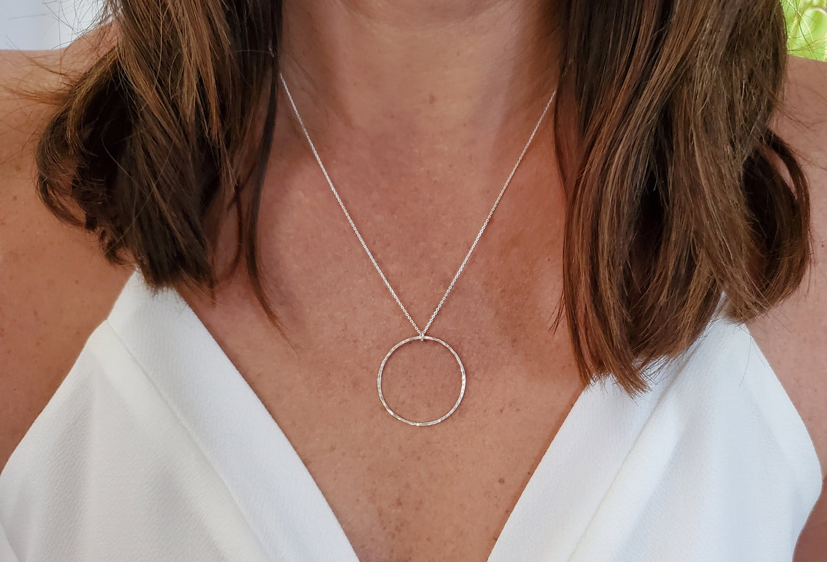 Silver Circle Necklace, Hammered Necklace, Sterling Silver, Layering Necklace, Silver Necklace, Simple, Dainty, Delicate Necklace, Circle My Store