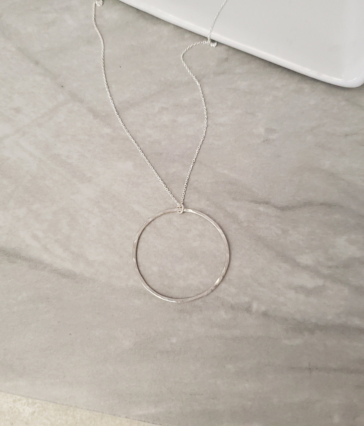 Silver Circle Necklace, Hammered Necklace, Sterling Silver, Layering Necklace, Silver Necklace, Simple, Dainty, Delicate Necklace, Circle My Store