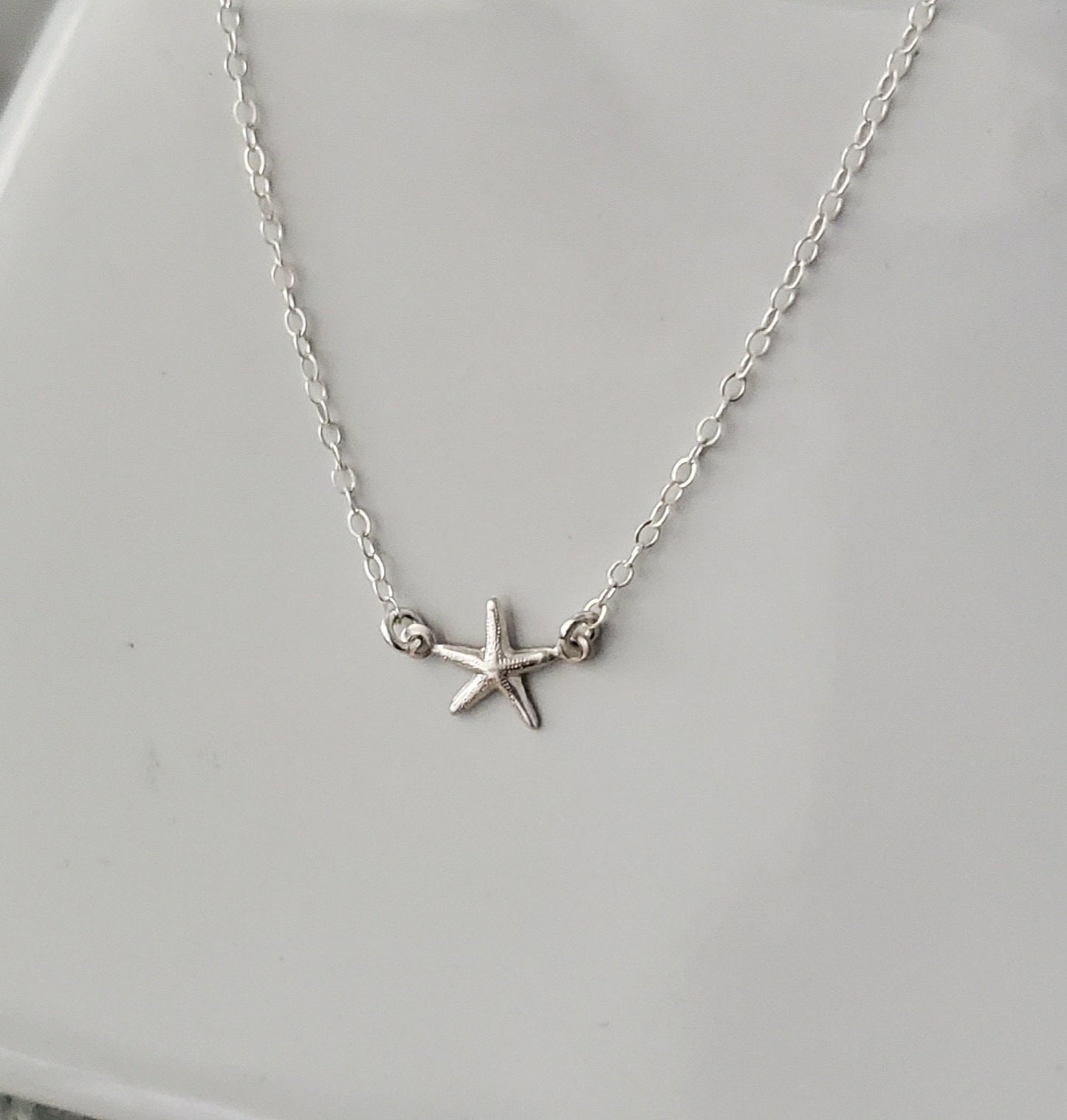 Tiny Sterling Silver Starfish Necklace