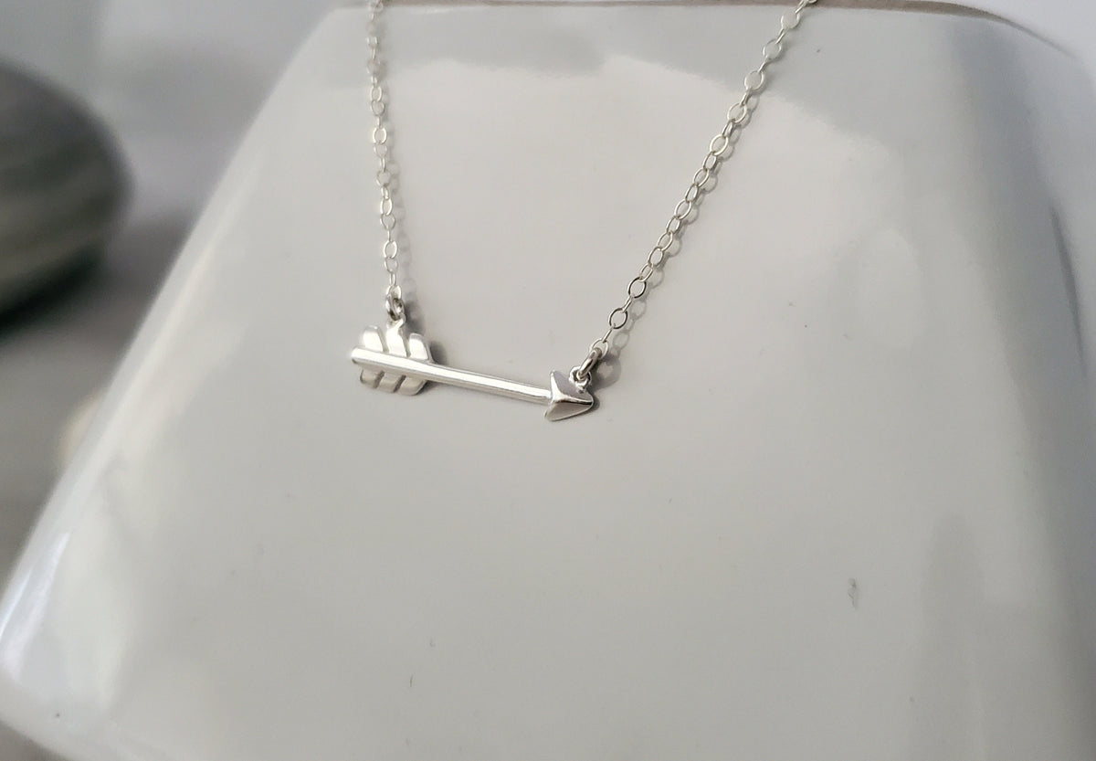 Tiny Silver Arrow Necklace, Layering Necklace, Sterling Silver, Silver Arrow Necklace, Dainty, Delicate, Silver Arrow, Minimalist Necklace My Store