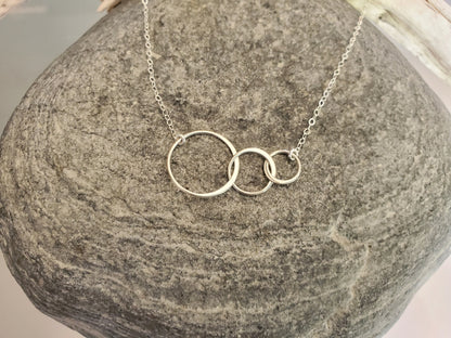 Infinity Circles Necklace, Three Circles, Gold, Sterling Silver, Infinity Necklace, Dainty, Circle Necklace, Everyday, Mothers Necklace My Store