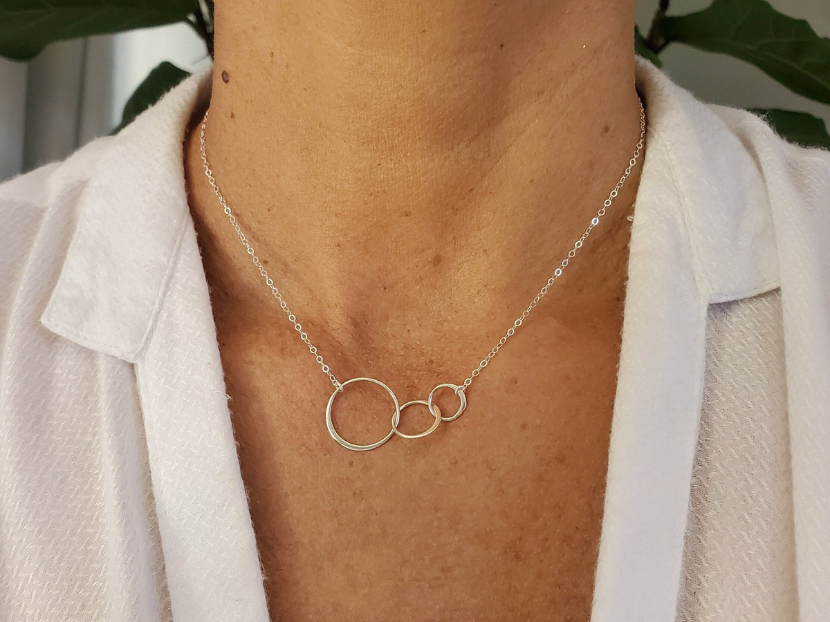 Infinity Circles Necklace, Three Circles, Gold, Sterling Silver, Infinity Necklace, Dainty, Circle Necklace, Everyday, Mothers Necklace My Store