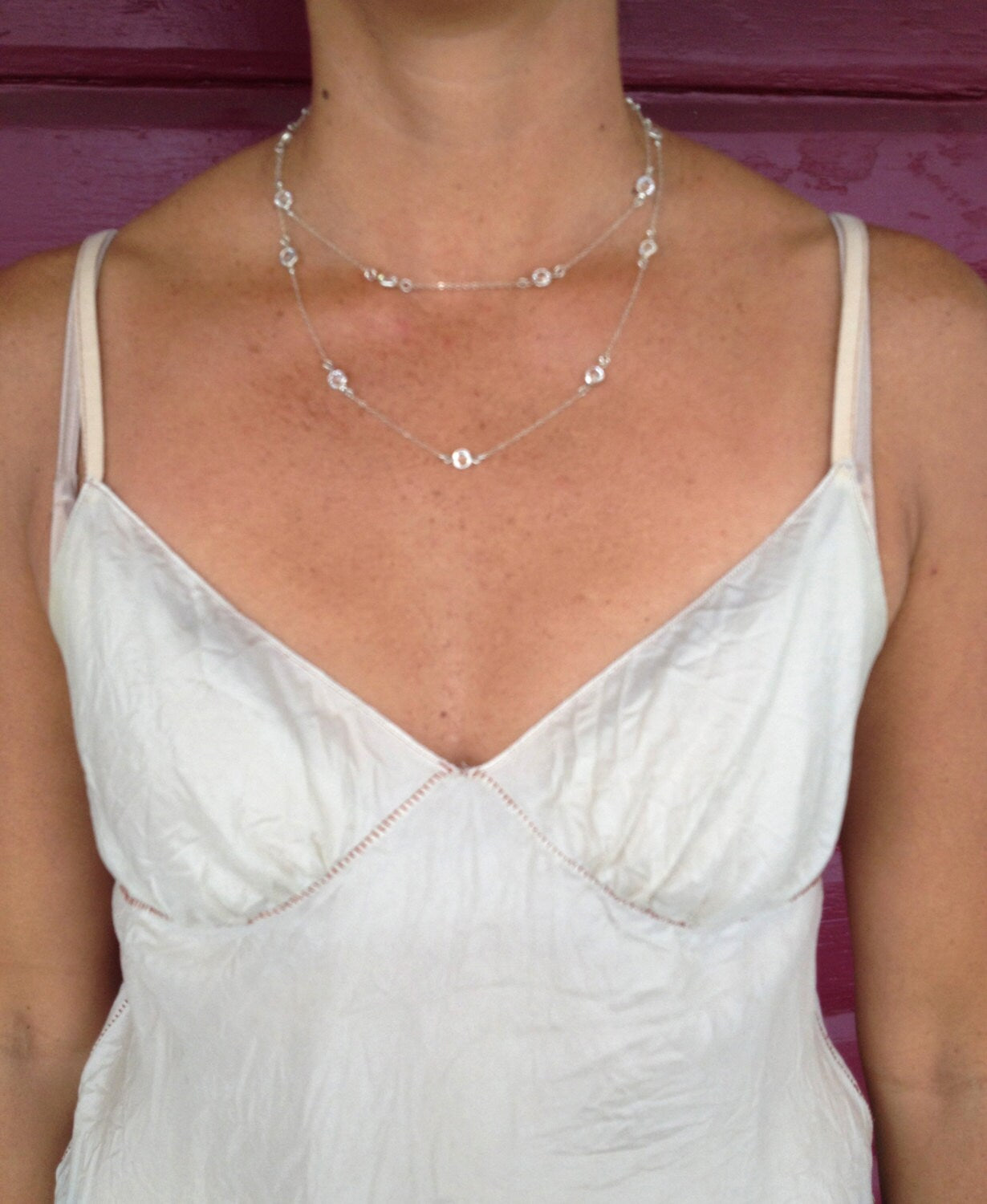 Swarovski Crystal and Chain Necklace, Silver, Gold