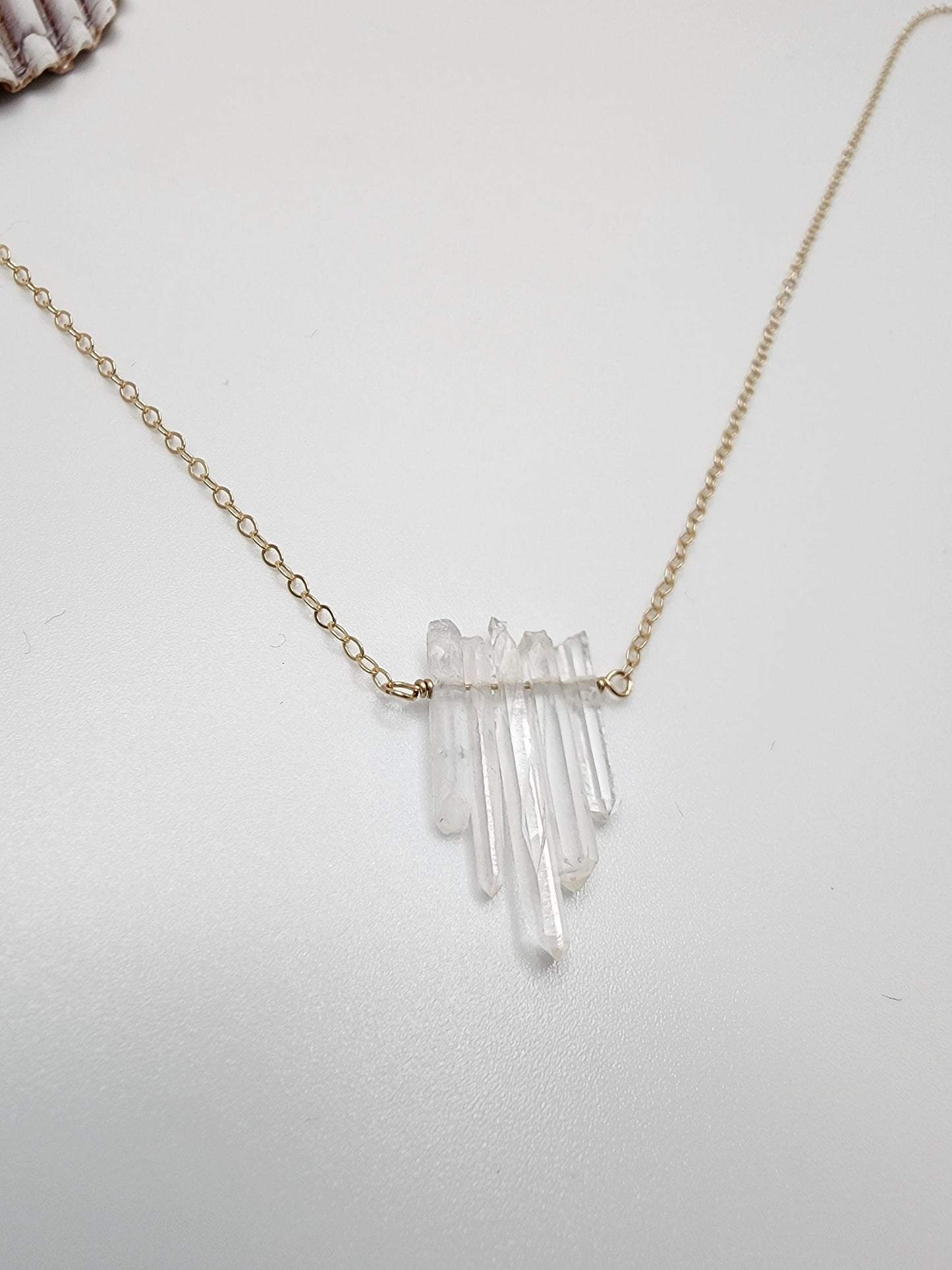 Multi Quartz Crystal Necklace, 14k Gold Filled, Sterling Silver