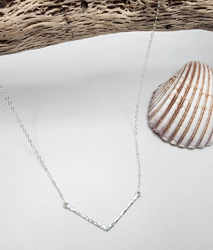 Tiny Hammered Bar, Chevron, Sterling Silver, Bar, 1.5 inch, Extra Small My Store