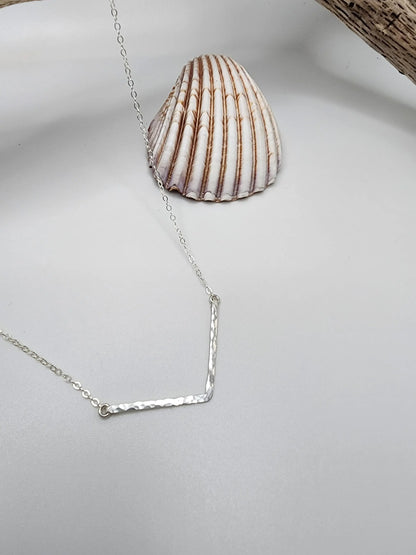 Tiny Hammered Bar, Chevron, Sterling Silver, Bar, 1.5 inch, Extra Small My Store