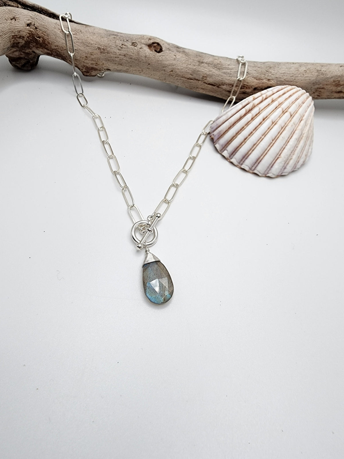 Labradorite Necklace, Paperclip Chain, Labradorite, Simple Necklace, Gemstone Jewelry, Paperclip Necklace, Gold, Silver, Paper Clip Necklace My Store
