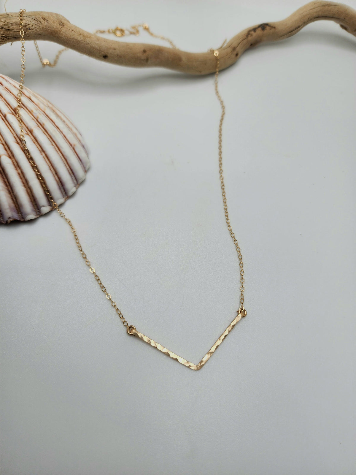Tiny Hammered Bar Necklace, 14k Gold Filled, Chevron Necklace, Gold Bar Necklace, V Necklace,  1.5 inch, Gold Filled, Dainty Gold Necklace My Store