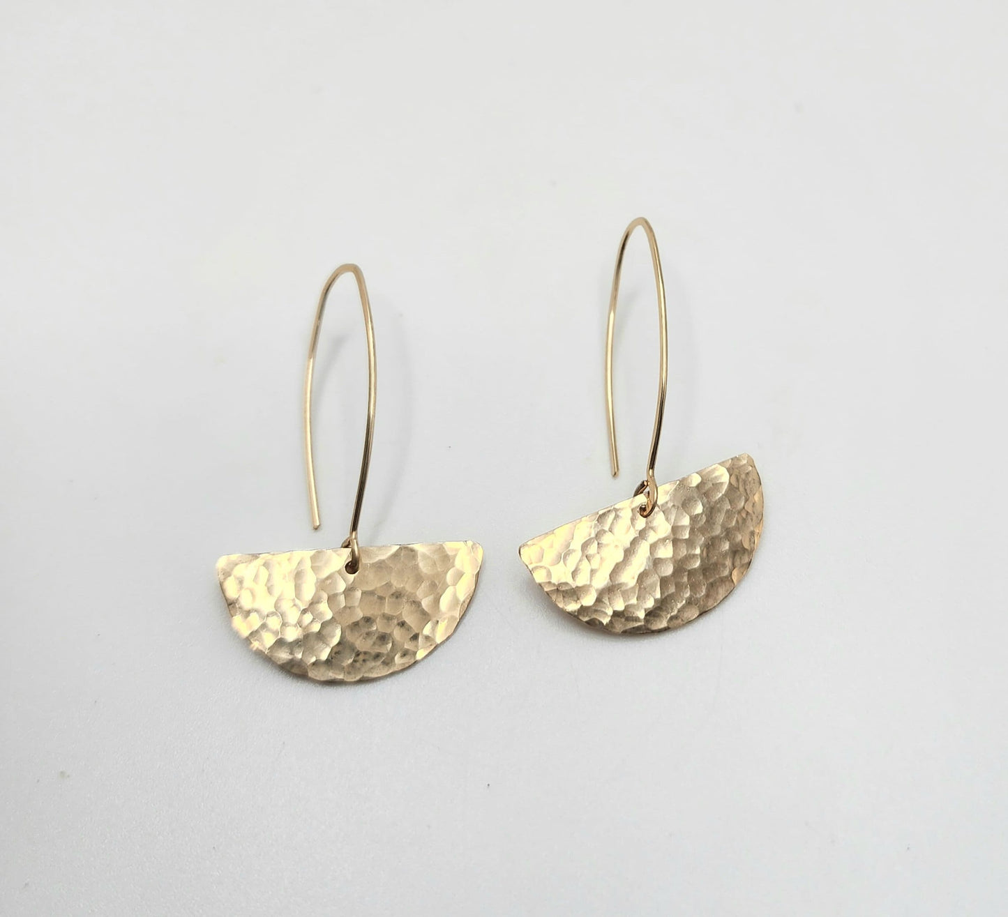 Hammered Half Circle Earrings, Gold, Silver