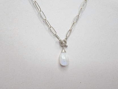(need pics with new fatter stones) Moonstone Necklace on Paperclip Chain, 14k Gold Fill, Sterling Silver My Store