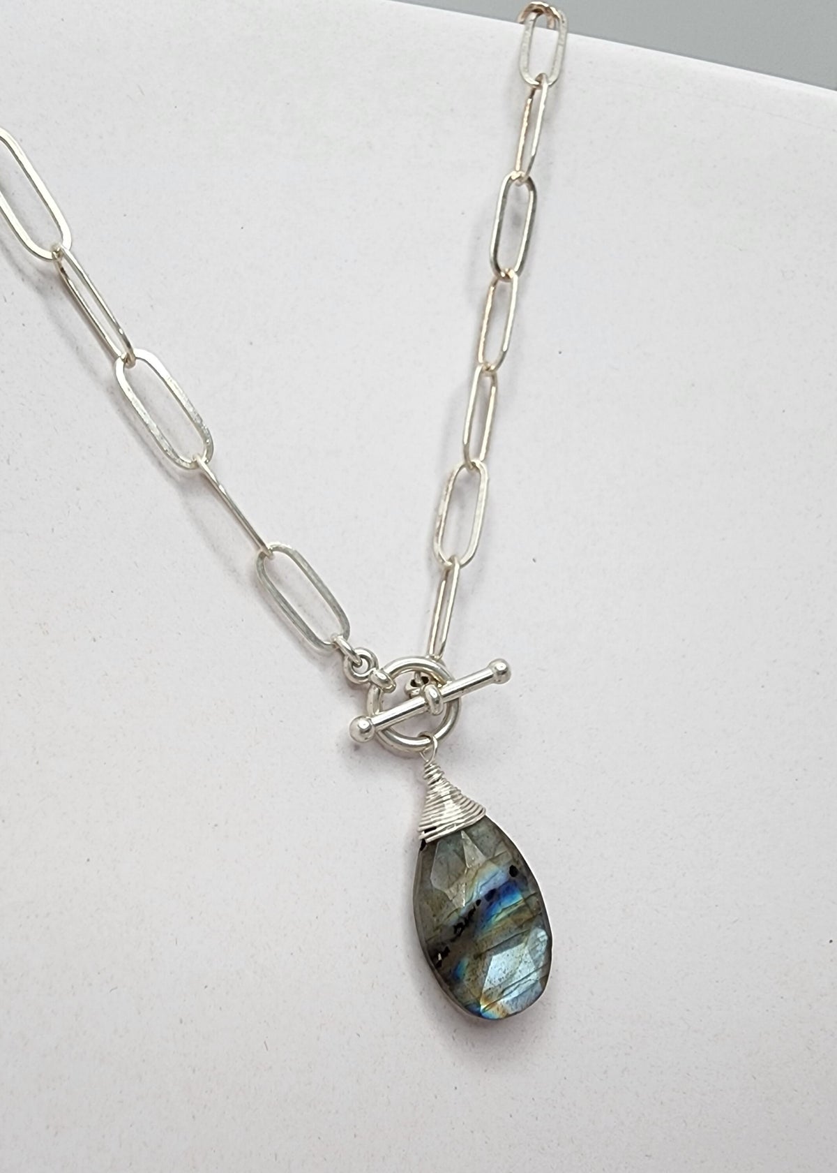 Labradorite Necklace, Paperclip Chain, Labradorite, Simple Necklace, Gemstone Jewelry, Paperclip Necklace, Gold, Silver, Paper Clip Necklace My Store