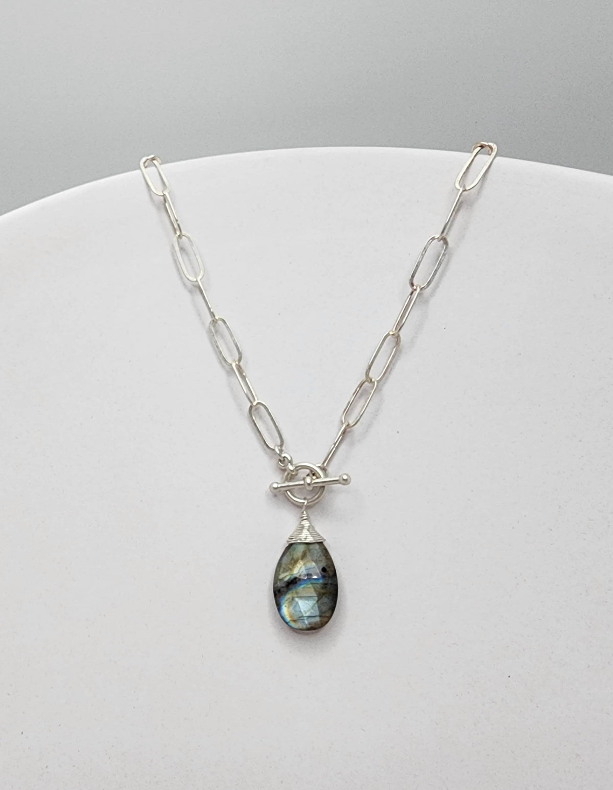 Labradorite Necklace, Paperclip Chain, Labradorite, Simple Necklace, Gemstone Jewelry, Paperclip Necklace, Gold, Silver, Paper Clip Necklace My Store