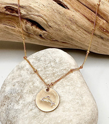 Small Dolphin 14k Gold fill or Sterling Silver Charm Necklace, Dolphin Necklace, Dainty, Silver Dolphin Necklace, 14k Gold fill Necklace My Store