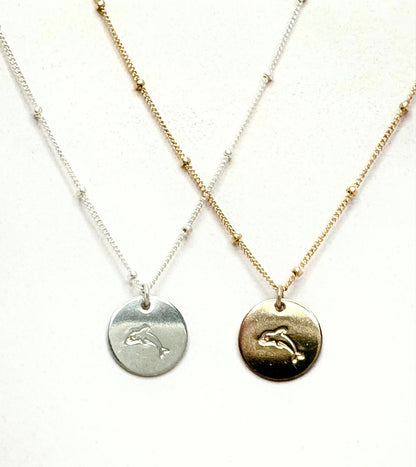 Small Dolphin 14k Gold fill or Sterling Silver Charm Necklace, Dolphin Necklace, Dainty, Silver Dolphin Necklace, 14k Gold fill Necklace My Store