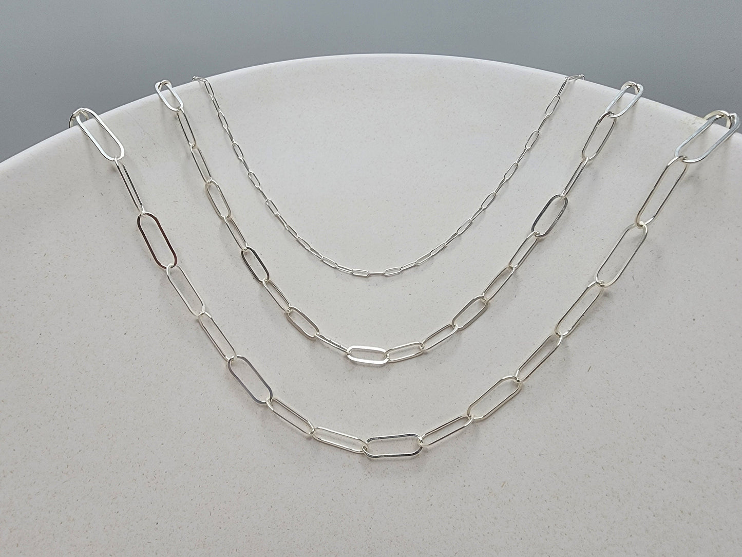 Sterling SIlver Paperclip Chain, Small, Medium, Large