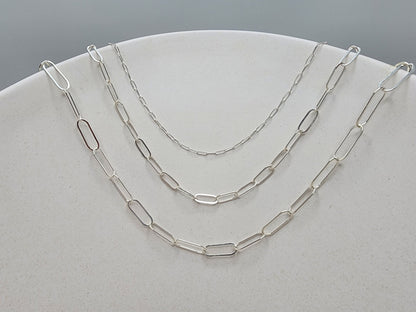 Sterling Silver Paperclip Chain, Small, Medium, Large