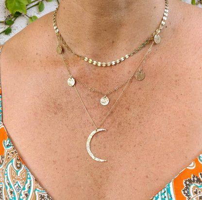 Hammered Gold Moon Necklace, Crescent Moon, Gold Necklace, Gold Moon, Hammered, Dainty Necklace My Store