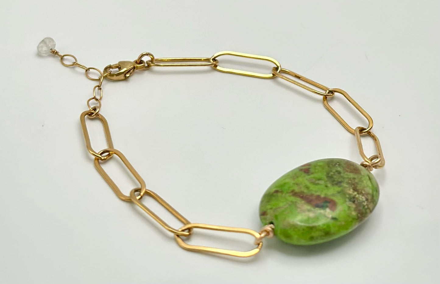 Green Agate Paperclip Bracelet