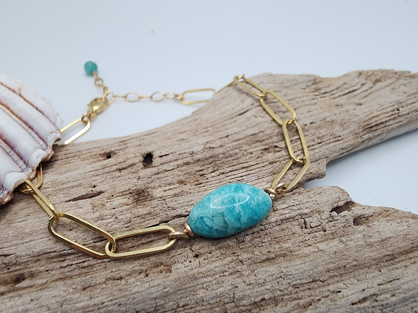 Amazonite Paperclip Chain Bracelet