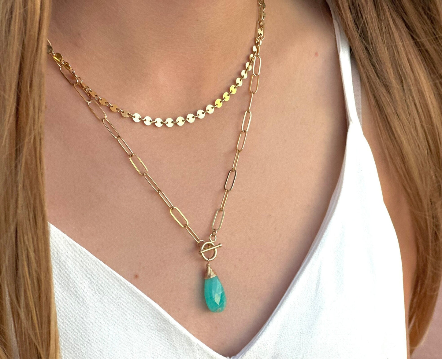 Amazonite Paperclip Chain Necklace