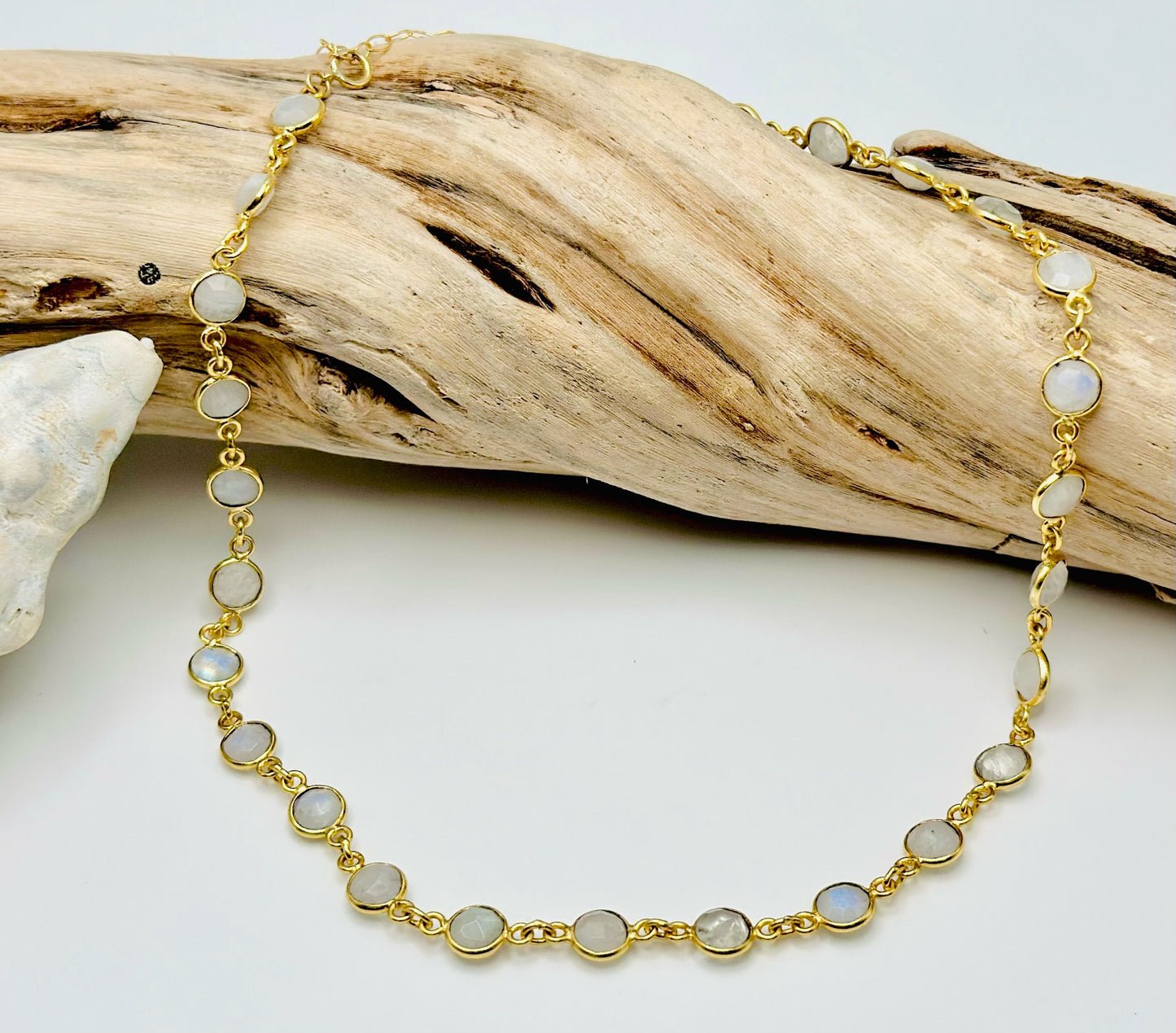 Moonstone Bezel Chain Necklace