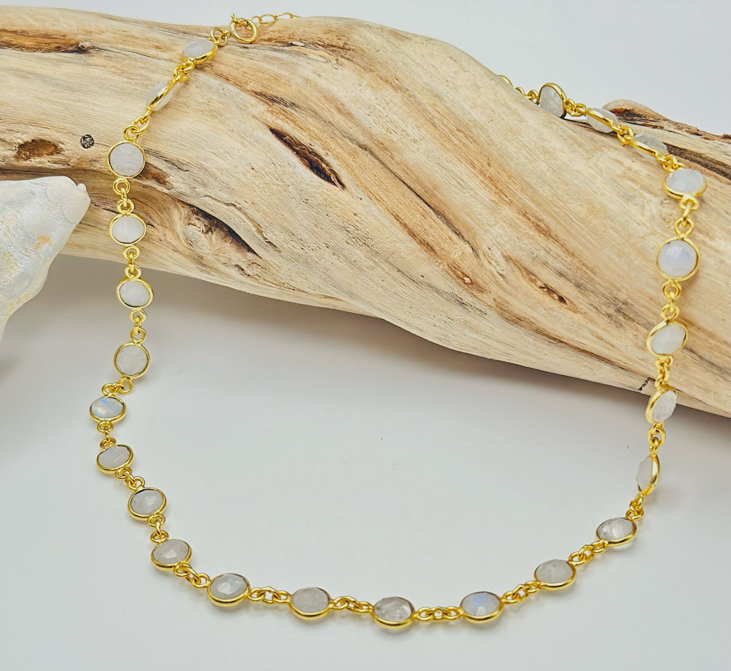 Moonstone Bezel Chain Necklace