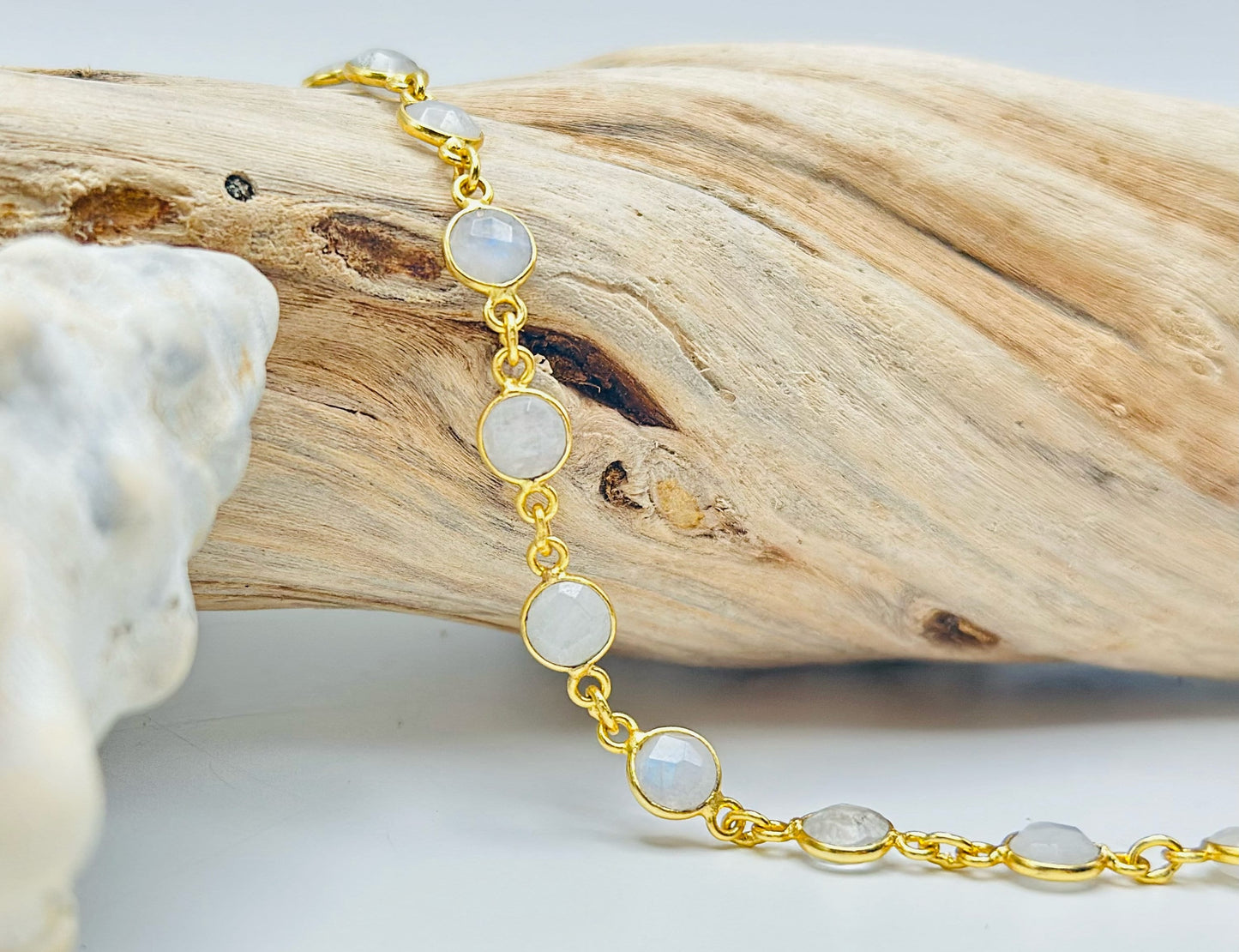 Moonstone Bezel Chain Necklace