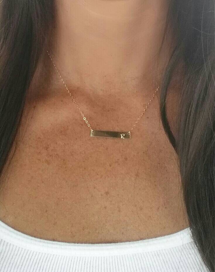 Monogram Necklace, Initial Necklace, Sterling Silver, Bar My Store