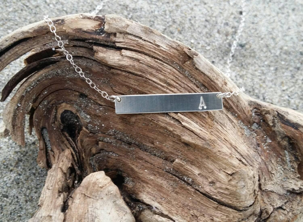 Monogram Necklace, Initial Necklace, Sterling Silver, Bar My Store