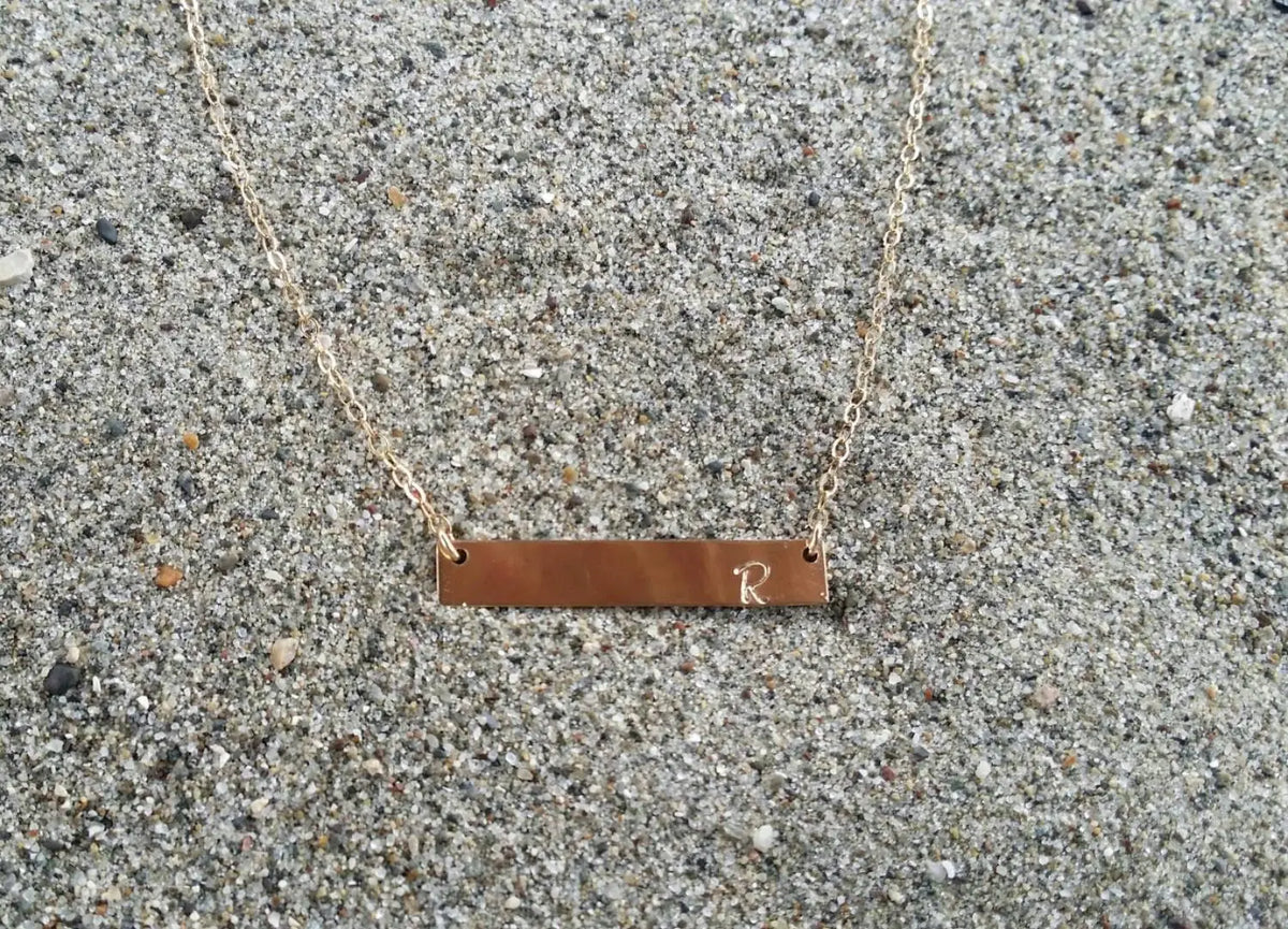 Monogram Necklace, Gold Bar Necklace, Initial Necklace, Gold Filled, Bar Necklace My Store