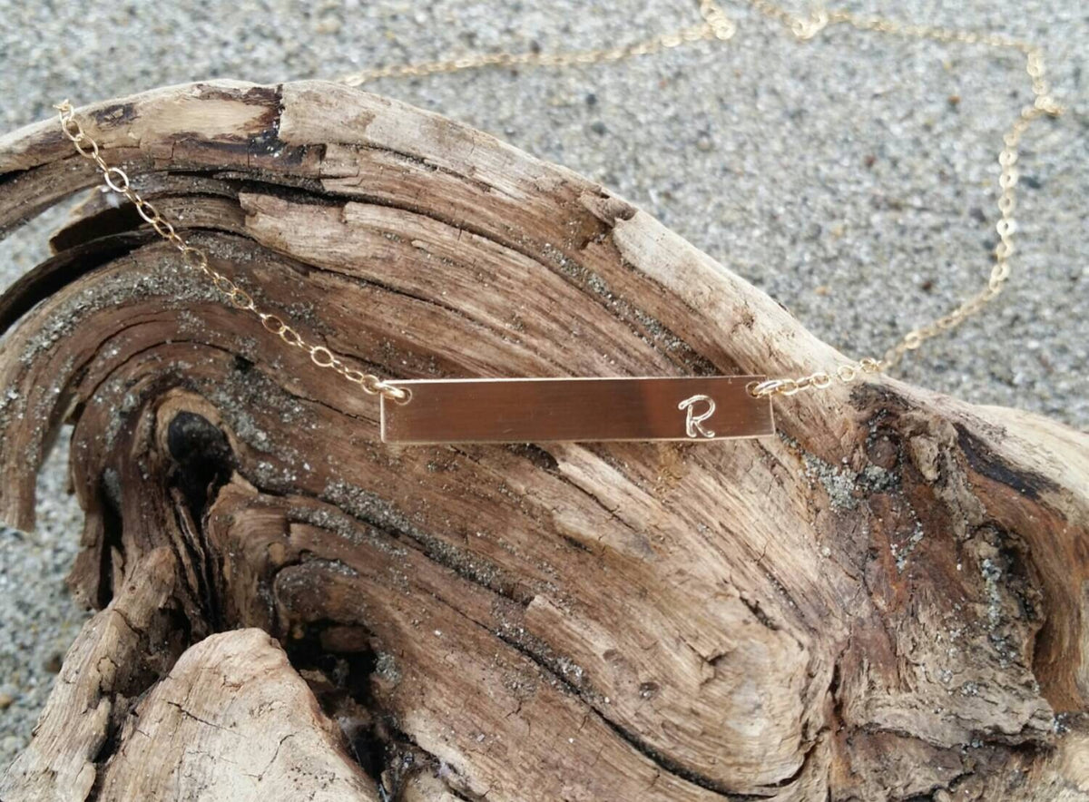 Monogram Necklace, Initial Necklace, Sterling Silver, Bar My Store