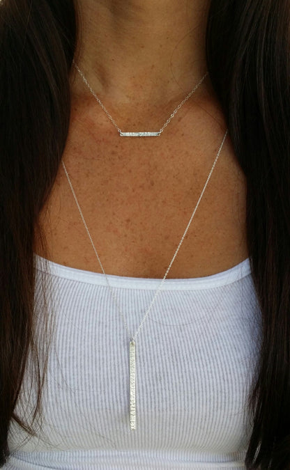 Small Gold Hammered Bar, Horizontal, Gold Fill, Bar, Bar Necklace, Gold Bar Necklace, 1 inch My Store