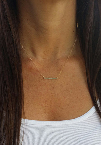 Small Gold Hammered Bar, Horizontal, Gold Fill, Bar, Bar Necklace, Gold Bar Necklace, 1 inch My Store