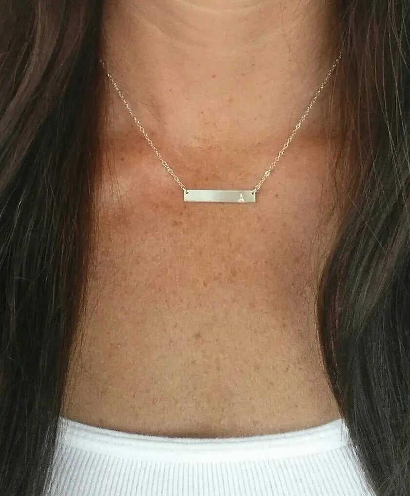 Monogram Necklace, Gold Bar Necklace, Initial Necklace, Gold Filled, Bar Necklace My Store