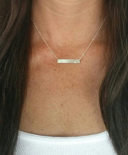 Monogram Necklace, Gold Bar Necklace, Initial Necklace, Gold Filled, Bar Necklace My Store