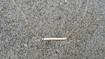 Small Gold Hammered Bar, Horizontal, Gold Fill, Bar, Bar Necklace, Gold Bar Necklace, 1 inch My Store