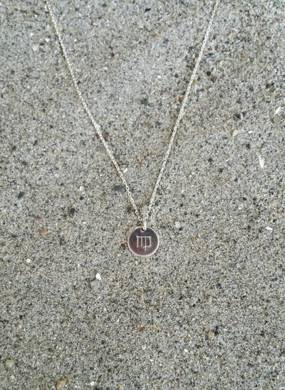 Tiny, Sterling Silver Zodiac Necklace, Birthday Sign Necklace, Simple, Silver Necklace, Birthday, Zodiac, Dainty My Store
