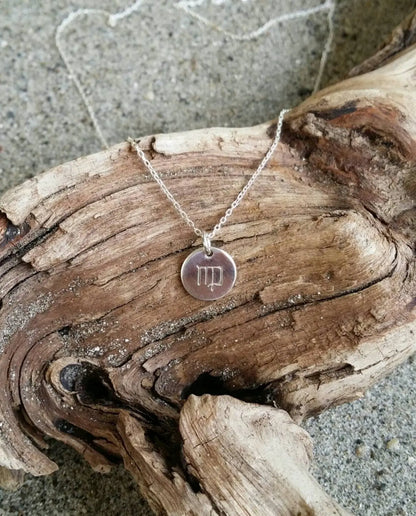 Tiny, Sterling Silver Zodiac Necklace, Birthday Sign Necklace, Simple, Silver Necklace, Birthday, Zodiac, Dainty My Store