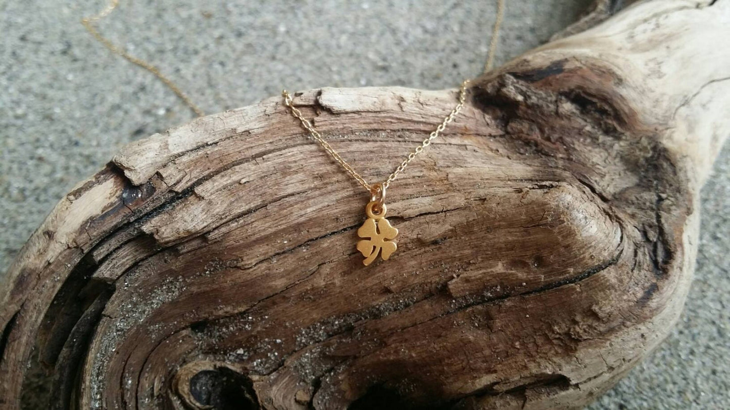 Tiny Gold Shamrock Necklace