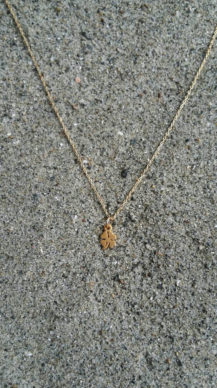 Tiny Gold Shamrock Necklace