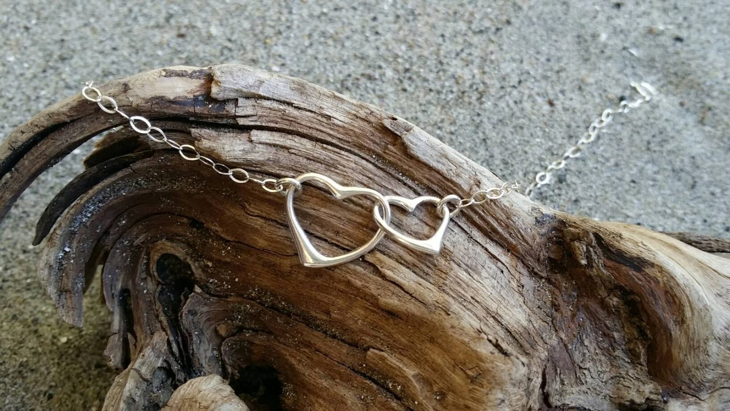 Sterling Heart Bracelet, Double Heart, Heart Bracelet, Silver My Store