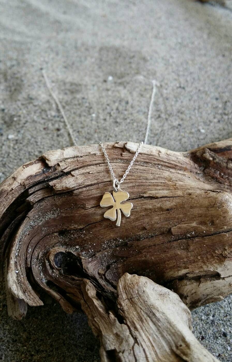 Sterling Silver Shamrock Necklace, 4 Leaf Clover